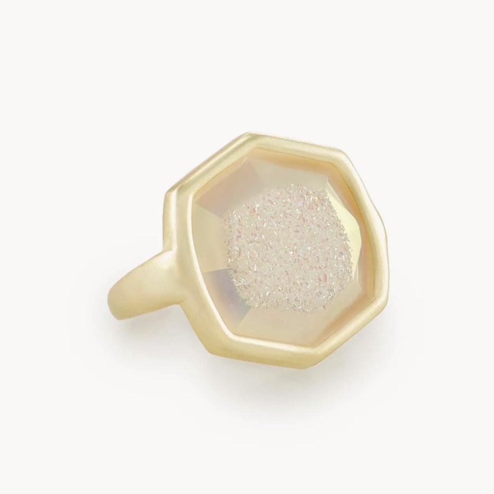 Kendra Scott Davis Cocktail Ring in Gold and Iridescent Drusy - Picture 2 of 3